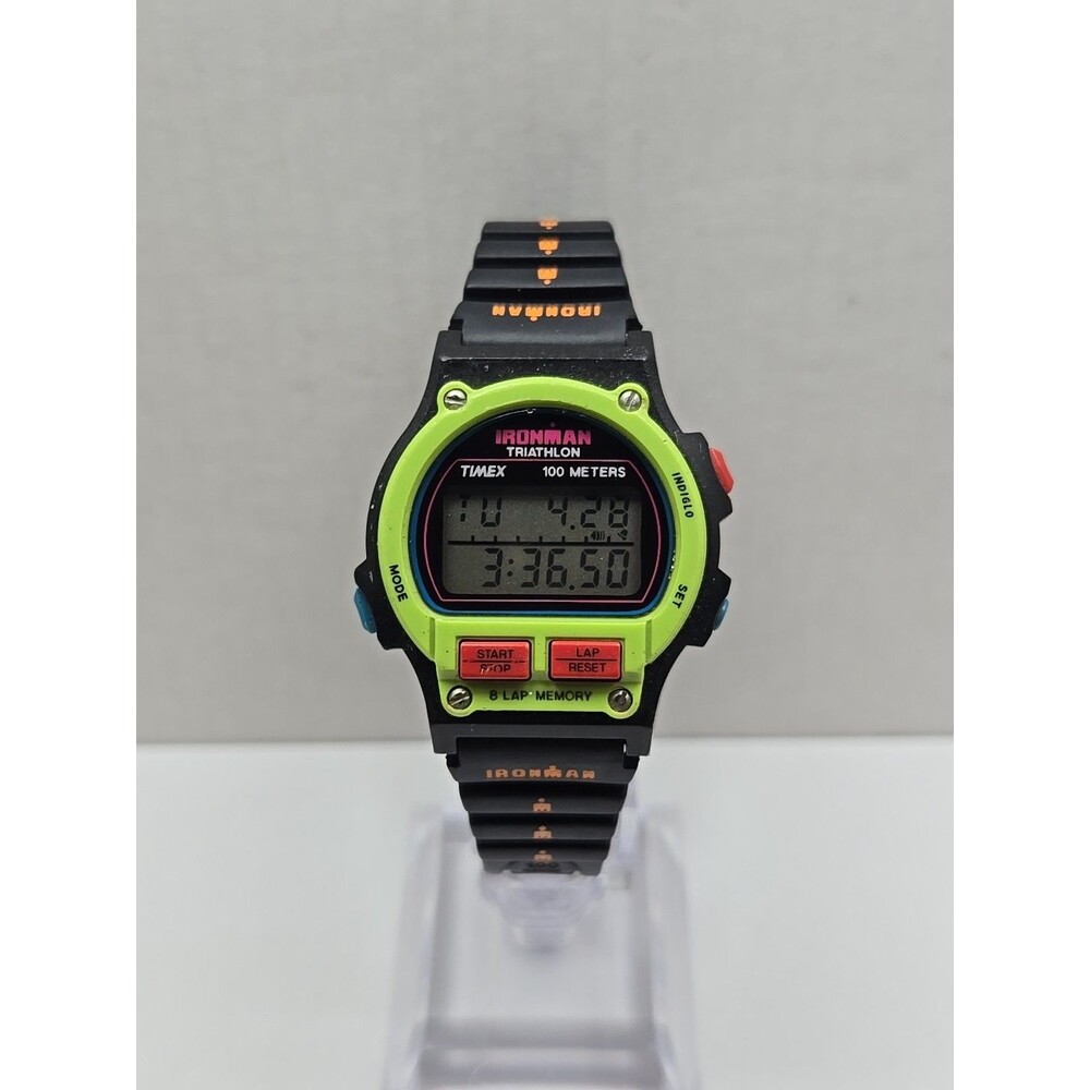 Vintage 1994 Womens Timex Ironman Triathlon 8 Lap Indiglo Watch New Battery READ